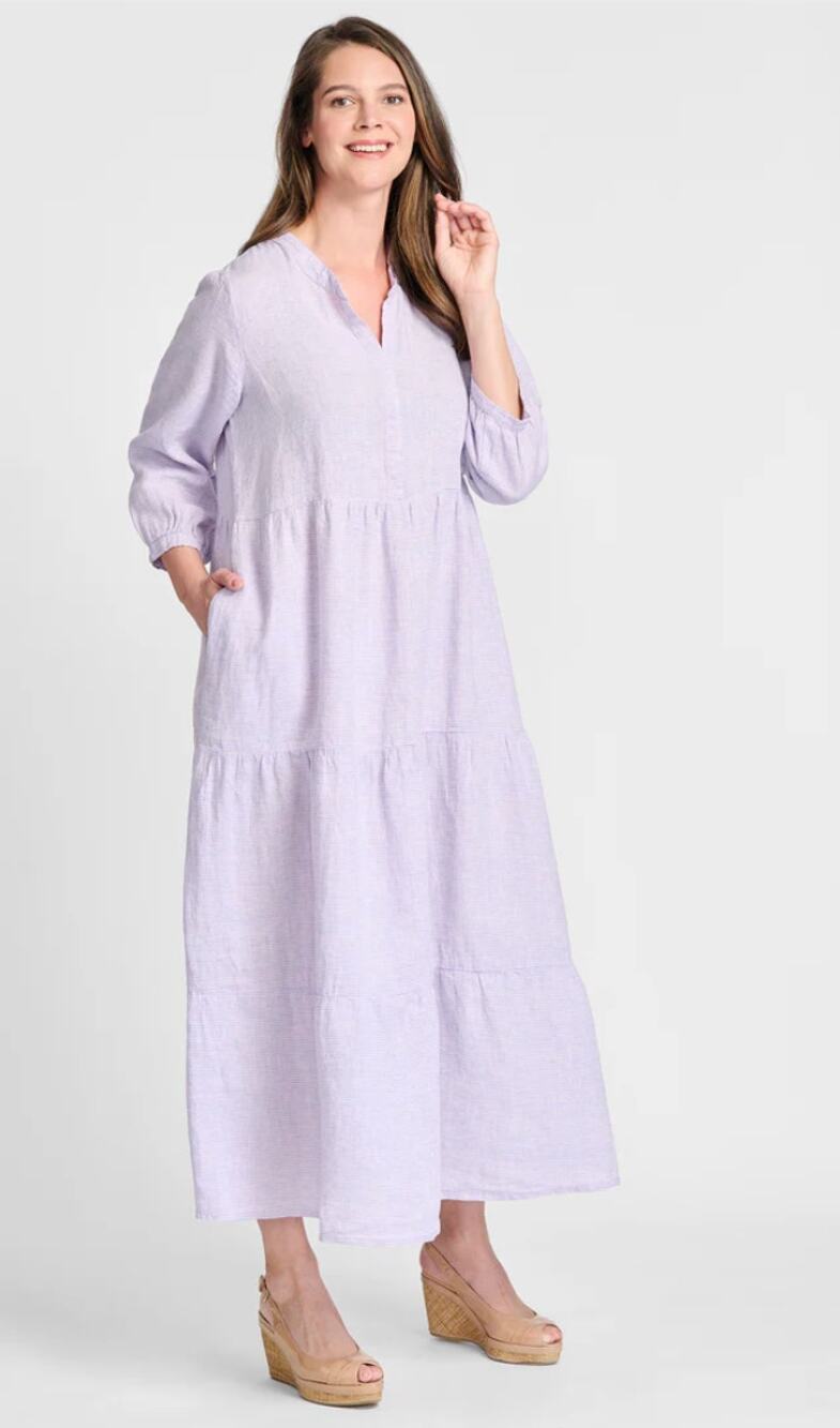 Women's Flax Gaia Dress in Sunrise Stripe size P (4-6) Artsy Lagenlook Bohemian